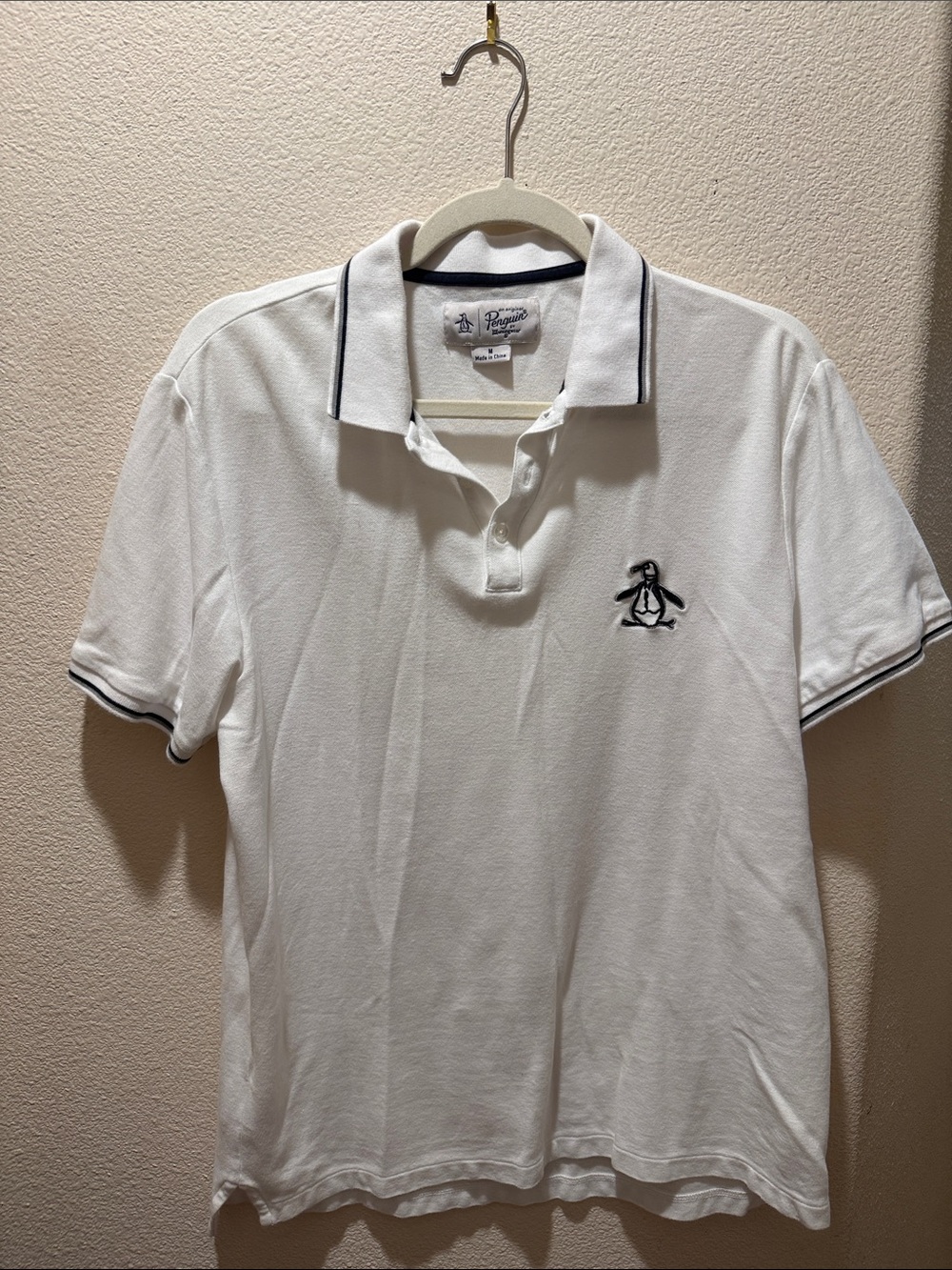 Original Penguin White Polo with Black Contrast Trim